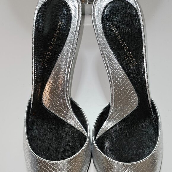 Kenneth Cole Silver Leather Mules - Picture 2 of 4
